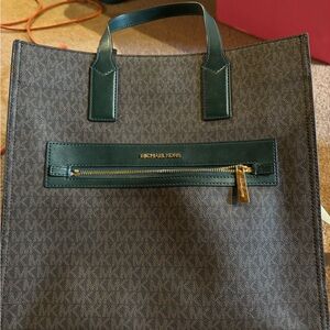 Brown and Green Micheal Kors Tote